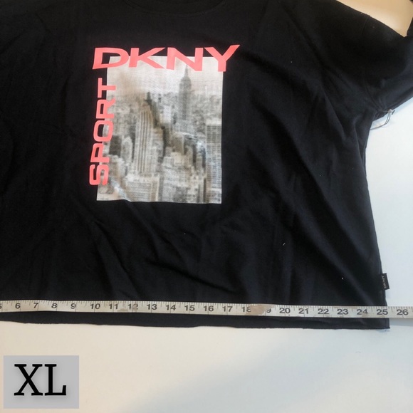 DKNY Sport Black Graphic Crewneck Pullover, Pink & White Decals, Multiple Sizes! - Picture 10 of 12